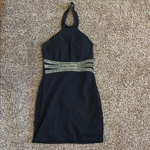 Speechless Black Halter Dress with silver rhinestone Accents